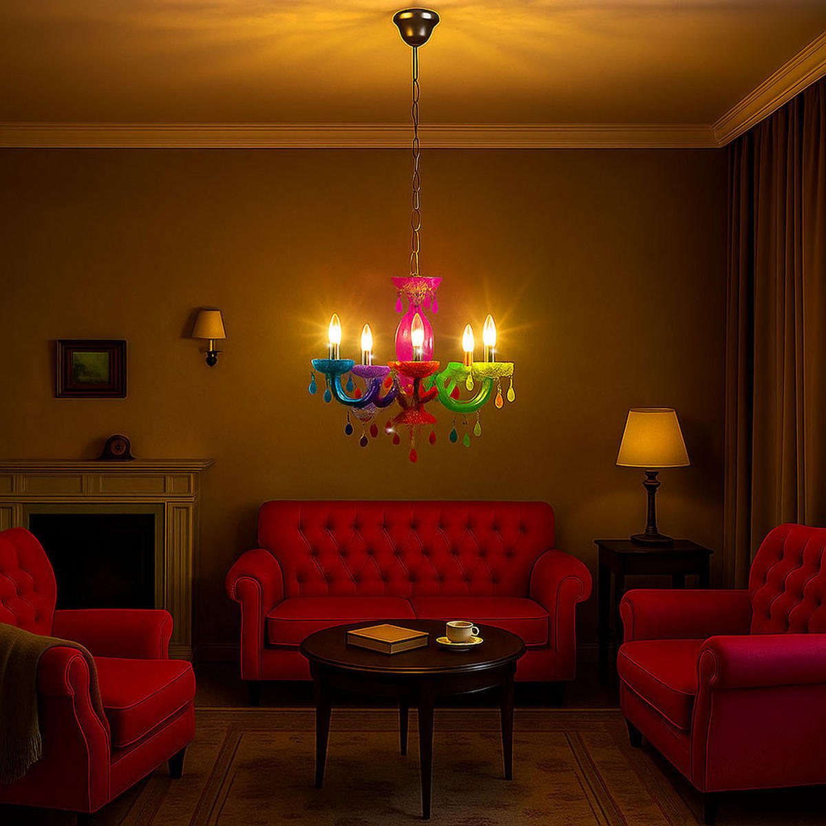 LED KRONLEUCHTER CUIMBRA II Bunt - Multicolor, Metall (44/44/128cm) - Globo Lighting