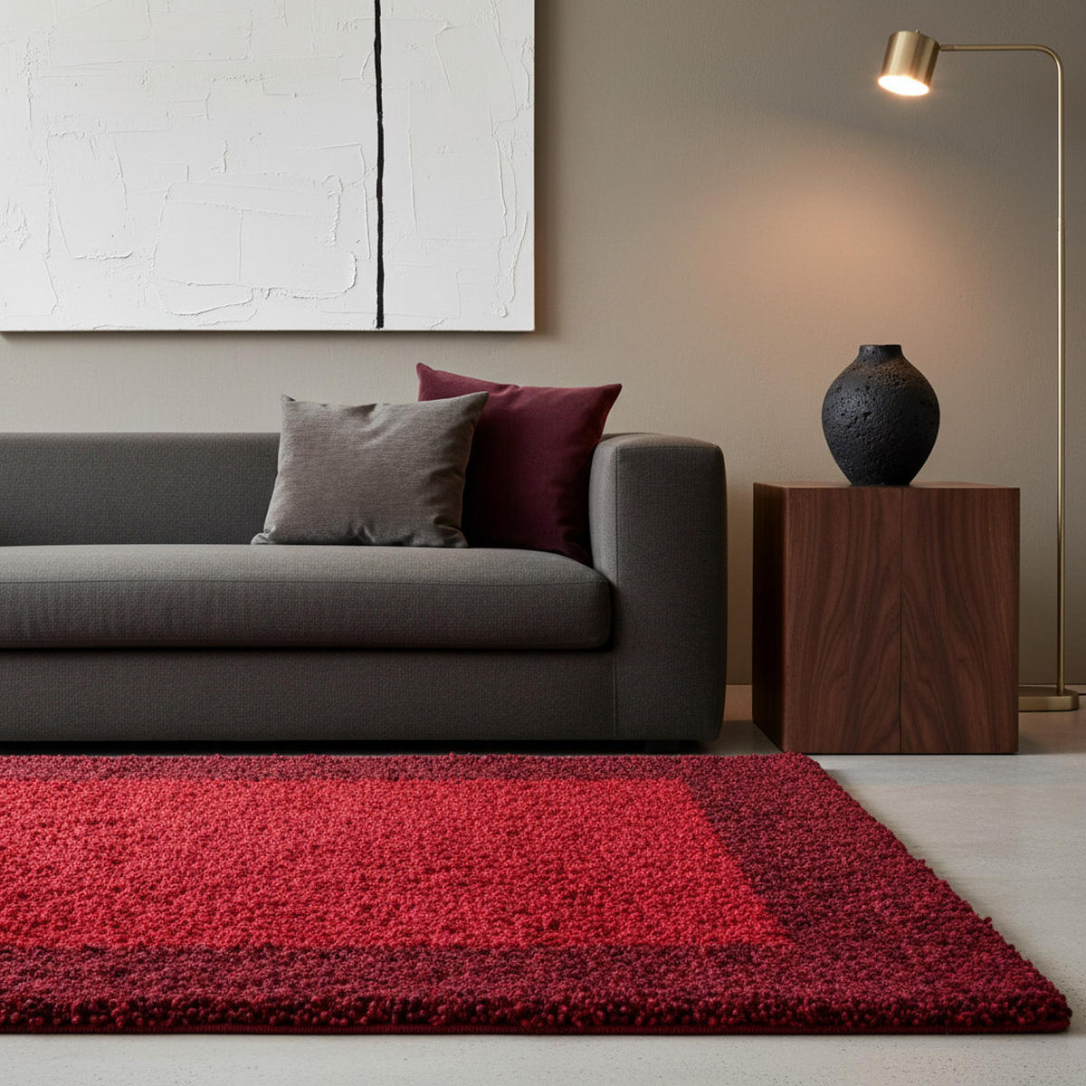 TEPPICH Hochflor einfarbig mit Bordüre Polypropylen Wohnzimmer Rot Rechteckig 160x230 - Rot, Textil (160/230cm) - KADIMA DESIGN