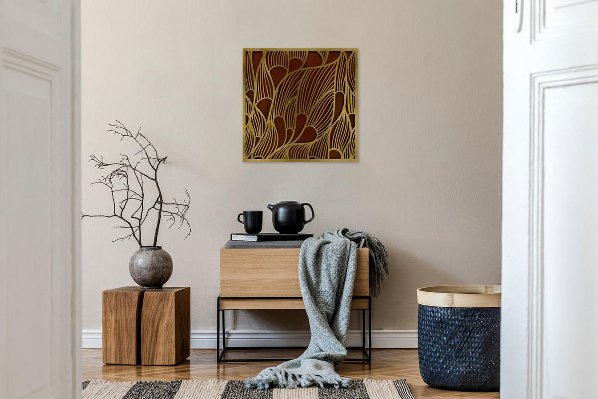 METALLBILD Gold 80/80 cm - Goldfarben/Schwarz, Metall (5.2/80cm) - KUNSTLOFT