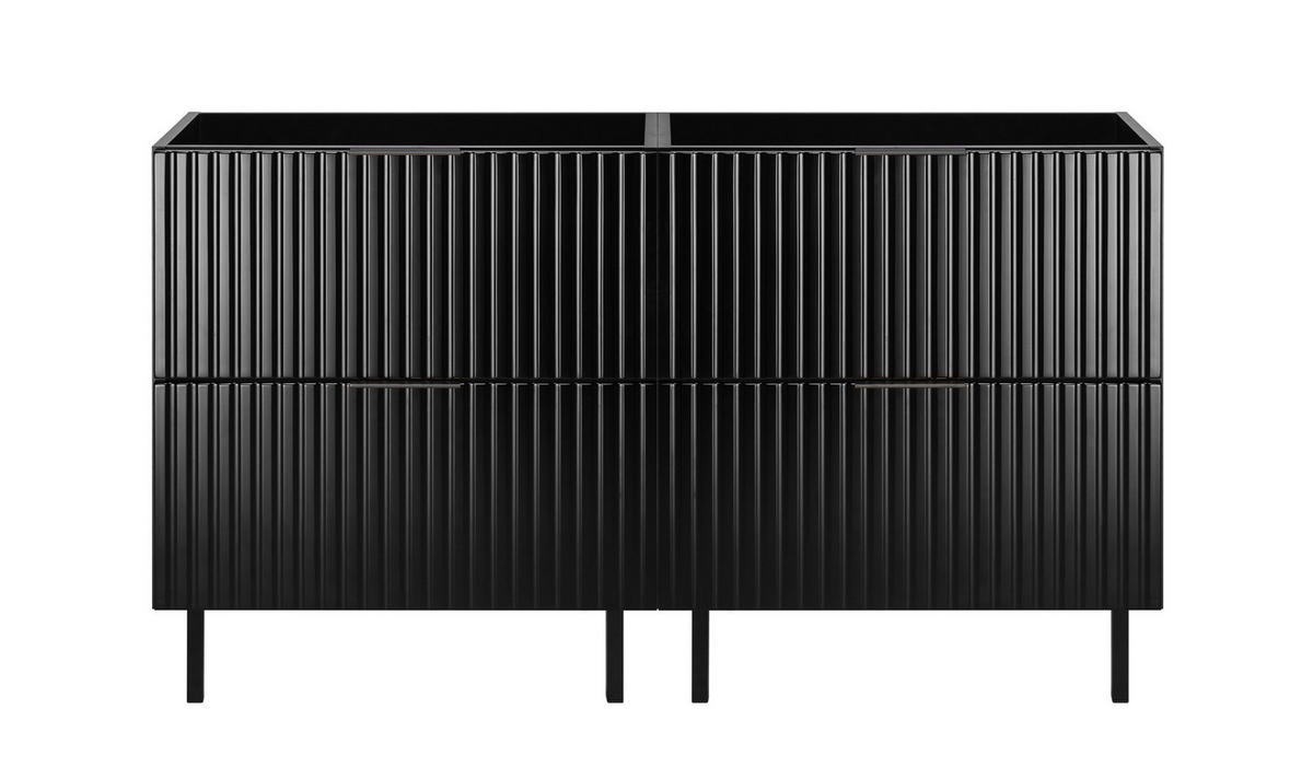WASCHBECKUNTERSCHRANK, Schwarz, 120 (2 x 60) x 77 x 46 cm, schwarzer Griff, schwarze Beine, ohne Arbeitsplatte - Schwarz, Holzwerkstoff (120/77/46cm) - 3XE LIVING