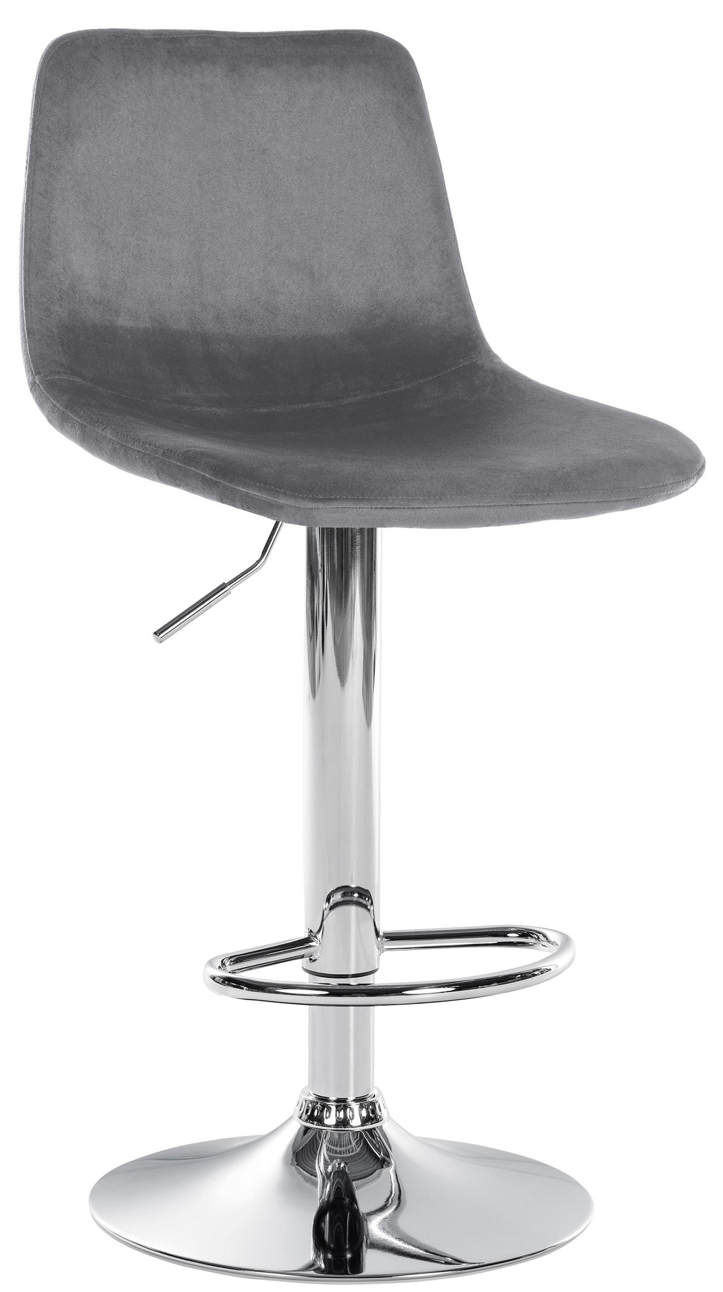 BARHOCKER Samt dunkelgrau - Chromfarben/Dunkelgrau, Textil/Metall (44/88/43cm) - CLP