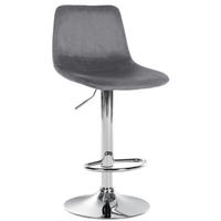 BARHOCKER Samt dunkelgrau - Chromfarben/Dunkelgrau, Textil/Metall (44/88/43cm) - CLP