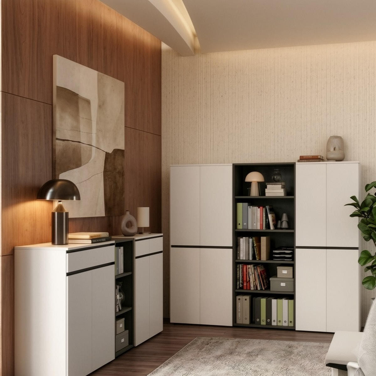 AKTENREGAL Universal FRANKFURT schmal 45x120x40 cm Graphit, 3 Ordnerhöhen - Schwarz, Holzwerkstoff (45/120/40cm) - KADIMA DESIGN