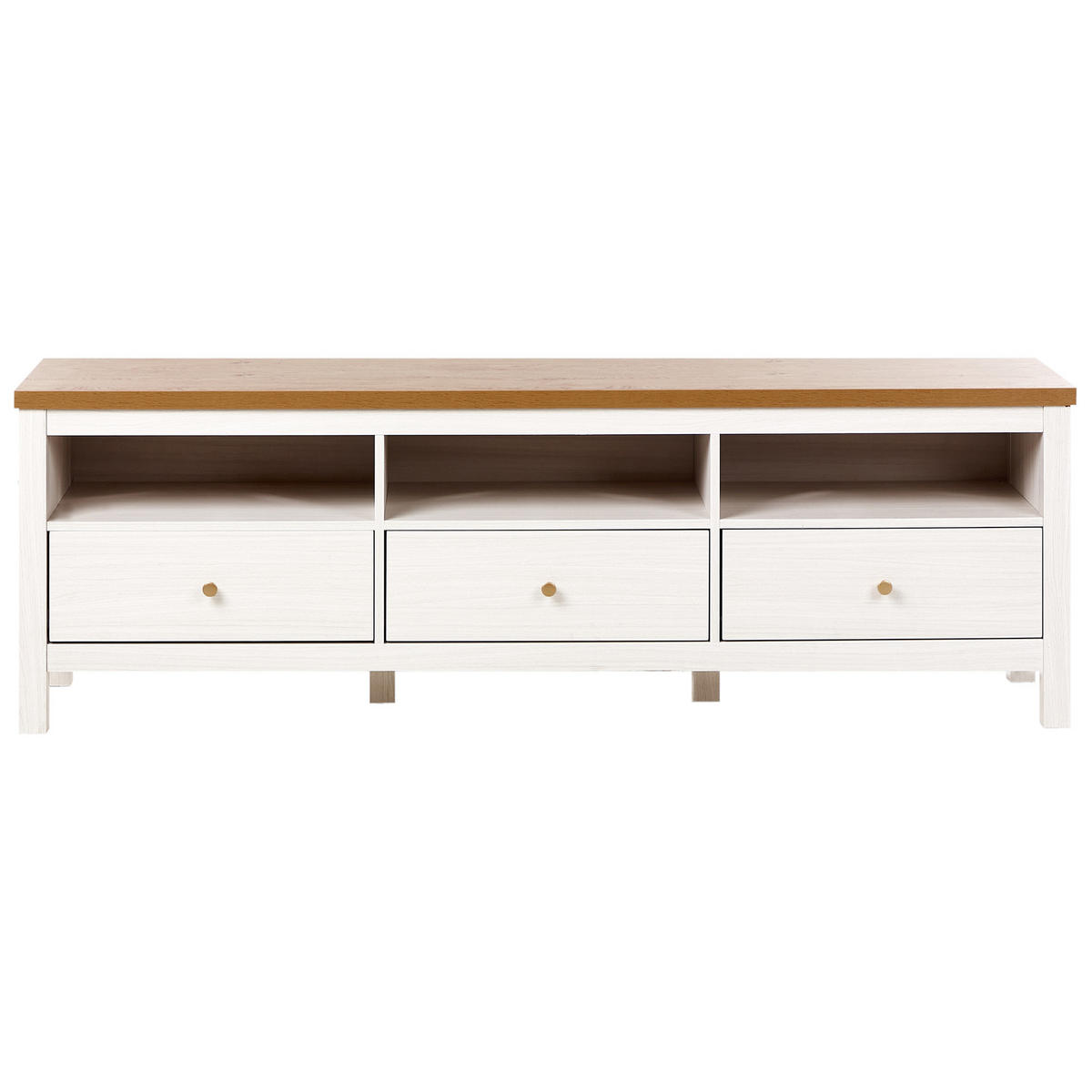 TV-MÖBEL Weiß/Braun Inverell - Weiß/Braun, Holzwerkstoff (180/58/39cm) - Beliani