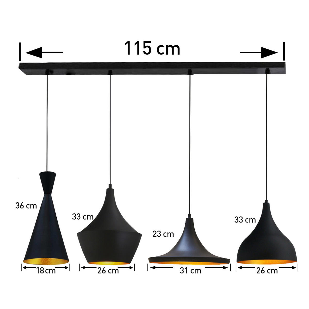 PENDELLEUCHTE Magna Vintage - Schwarz, Metall (115/31/156cm) - Bamyum