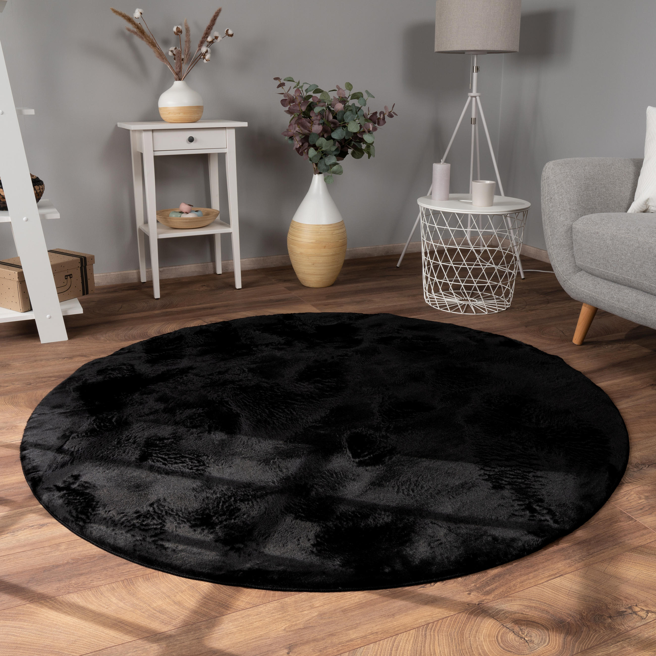 HOCHFLORTEPPICH 160/160 cm Soft 380 - Schwarz, Textil (160/160cm) - Paco Home