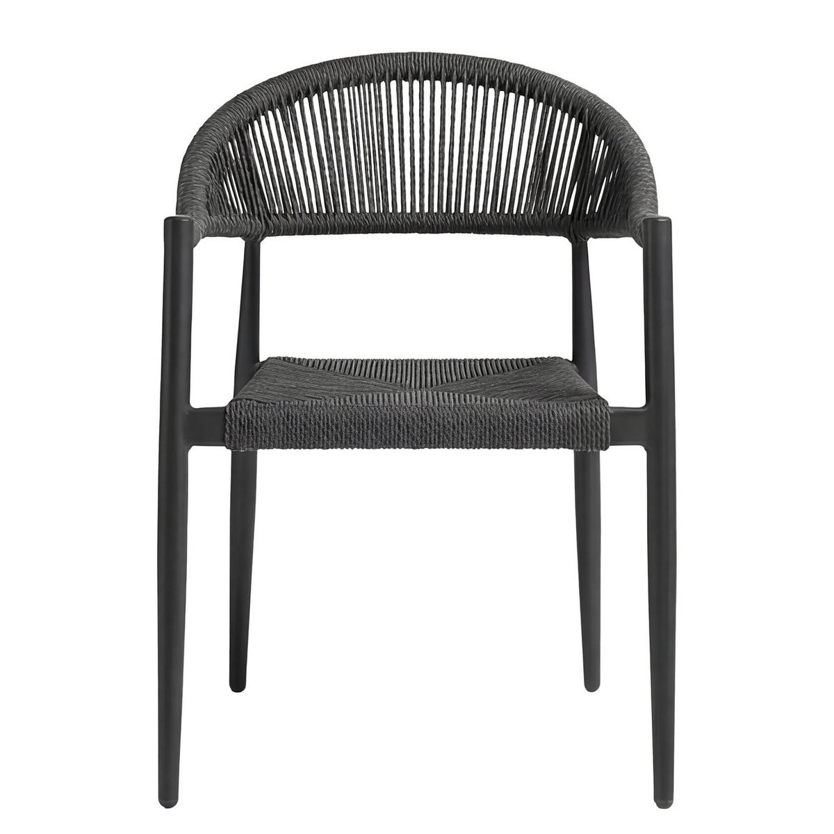 GARTENSTUHL - Aluminium / Polyrattan - Anthrazit, Kunststoff/Metall (56/77/60cm) - home24