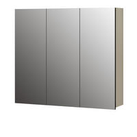 SPIEGELSCHRANK Kaschmir grau 90 cm, Badschrank 3-türig - Klar/Grau, Glas/Holzwerkstoff (90/80/20cm) - Top.Furn