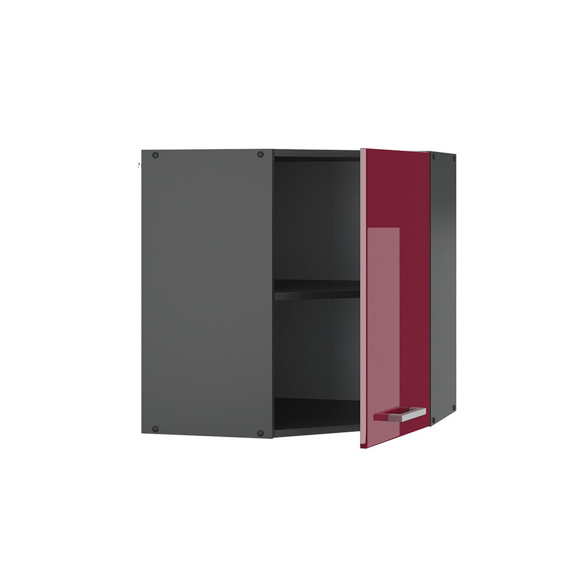 ECKHÄNGESCHRANK R-Line Rot Hochglanz 57 cm - Bordeaux/Anthrazit, Holzwerkstoff (57/60/34.1cm) - Vicco