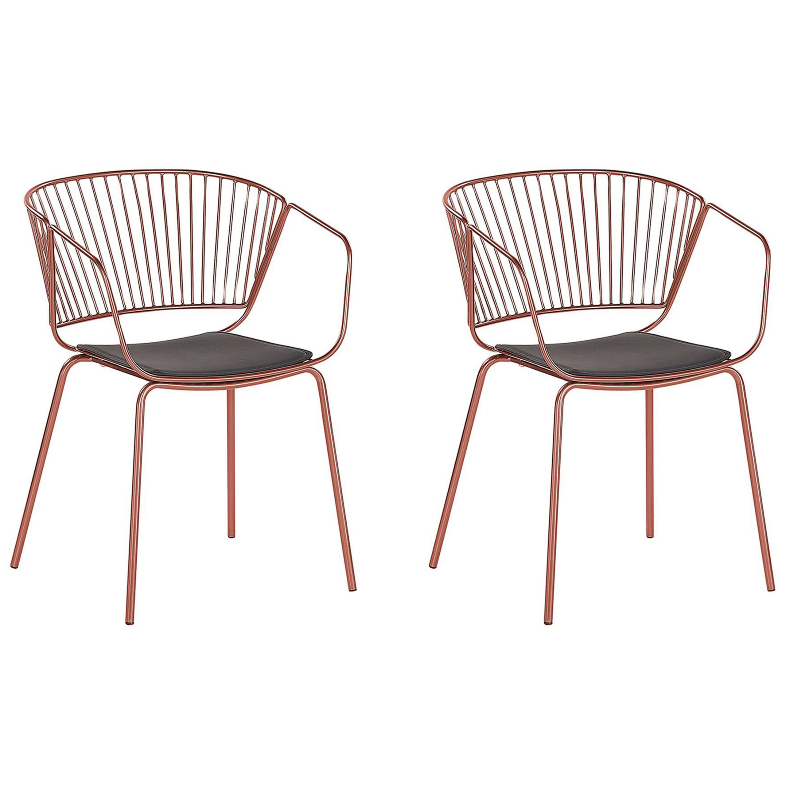 METALLSTUHL 2er-Set Kupfer Rigby - Rotbraun/Kupferfarben, Textil/Metall (54/77/49cm) - Beliani