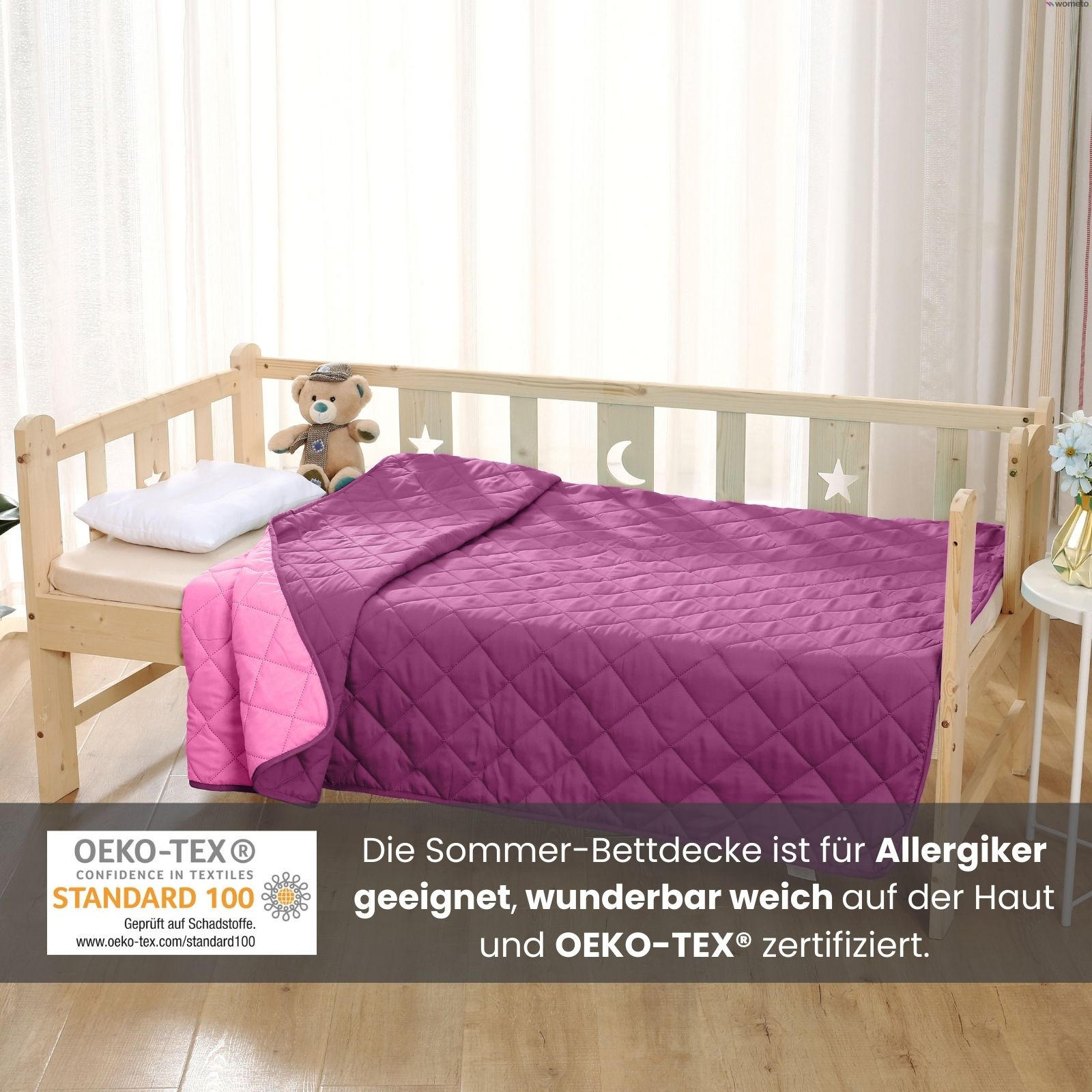 Thumbnail - wometo Sommerbett, Lila, Textil, 135x200 cm, Oeko-Tex®, Schlaftextilien, Bettdecken