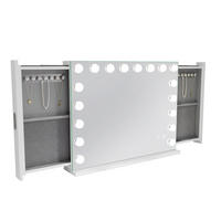 SCHMINKSPIEGEL mit LED-Beleuchtung integrierter Schmuckbox und Bluetooth weiß 80/60 cm - Weiß, Metall (80/60/10cm) - VANITII
