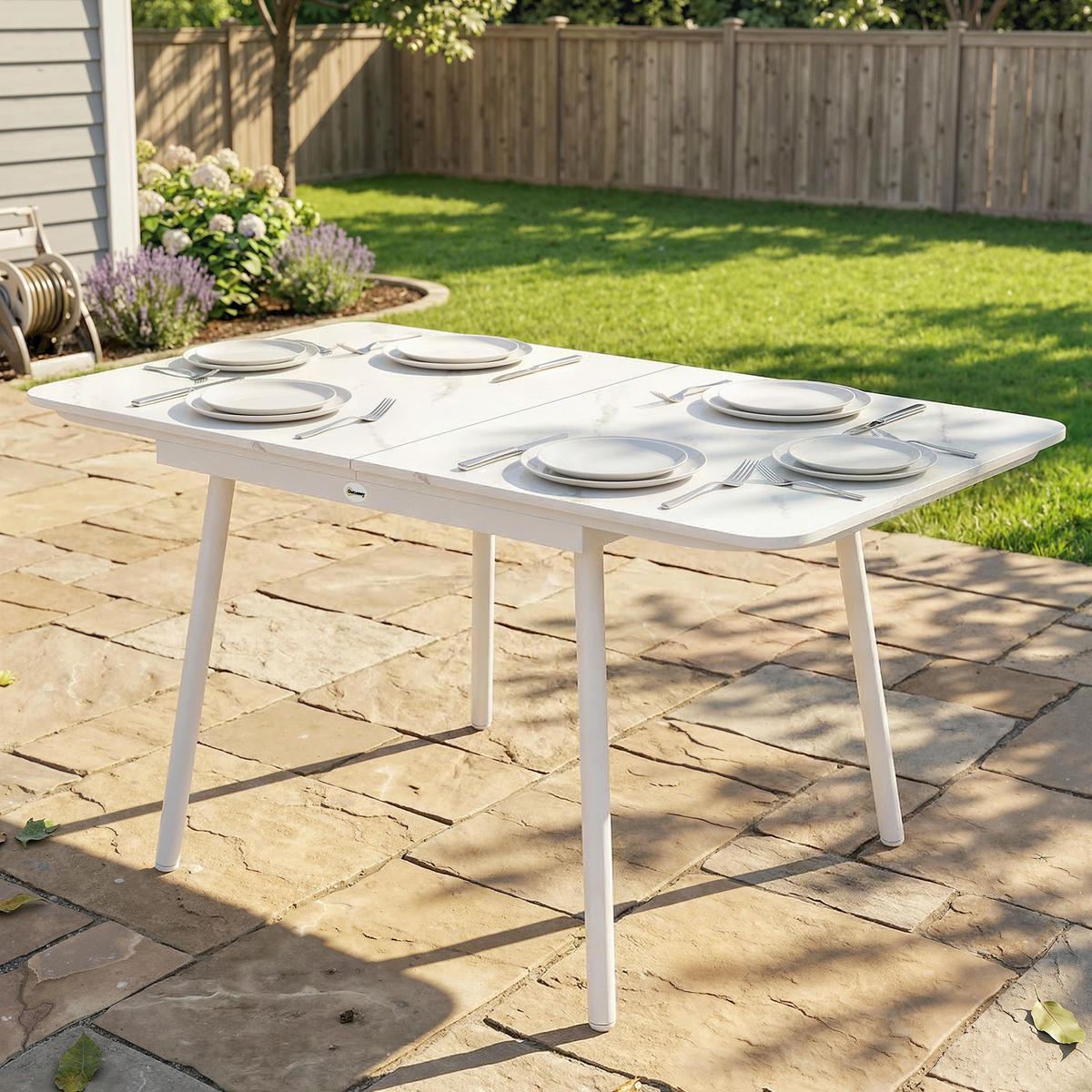 GARTENTISCH DE-14212 rechteckig 140x80 cm mit WPC Weiß - Weiß, Metall (140/80/75cm) - ComfortXL