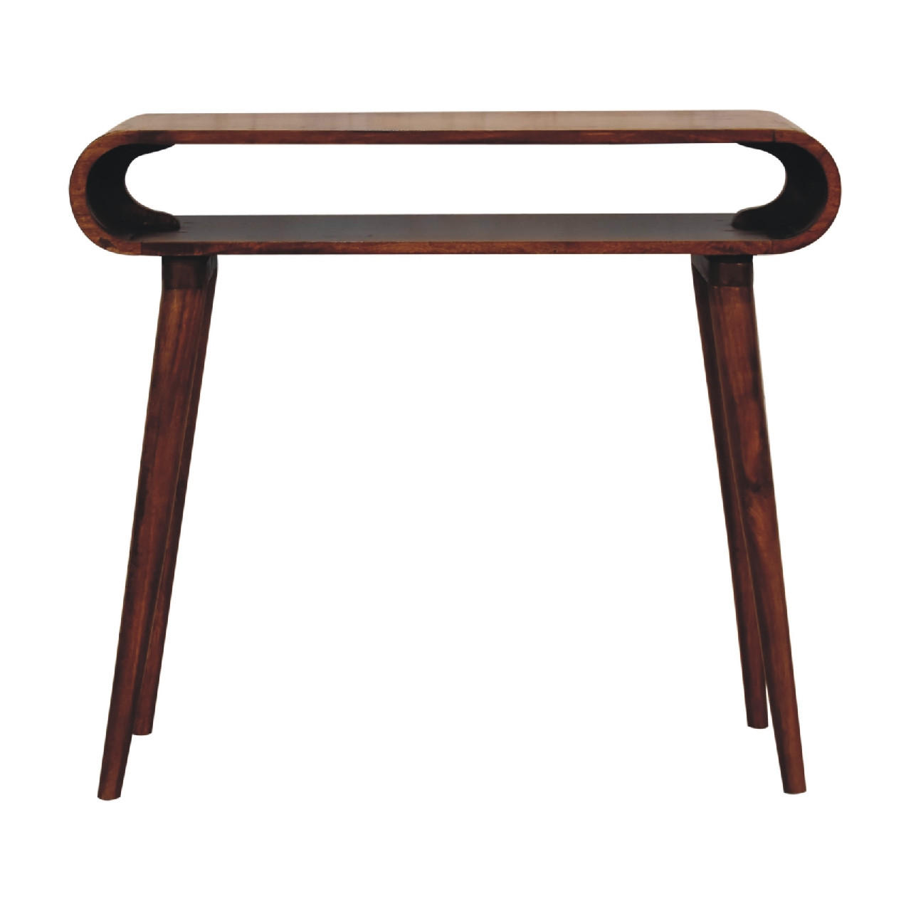 KONSOLENTISCH aus 100% massivem Mangoholz - Kastanienfarben/Messingfarben, Holz/Metall (35/90/80cm) - Artisan Furniture