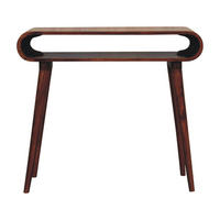 KONSOLENTISCH aus 100% massivem Mangoholz - Kastanienfarben/Messingfarben, Holz/Metall (35/90/80cm) - Artisan Furniture