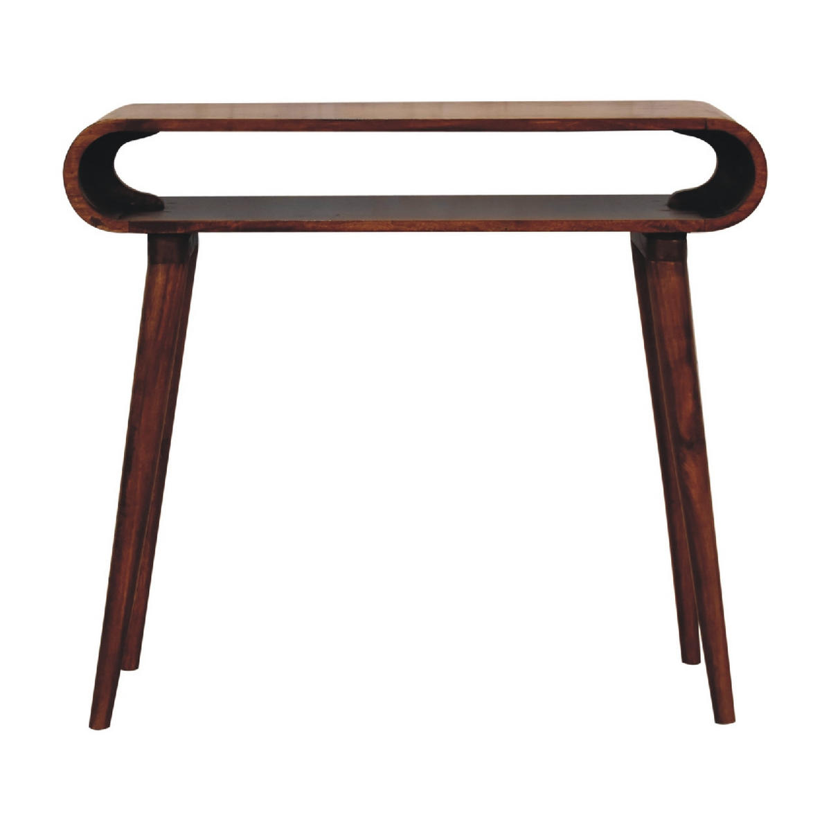 KONSOLENTISCH aus 100% massivem Mangoholz - Kastanienfarben/Messingfarben, Holz/Metall (35/90/80cm) - Artisan Furniture