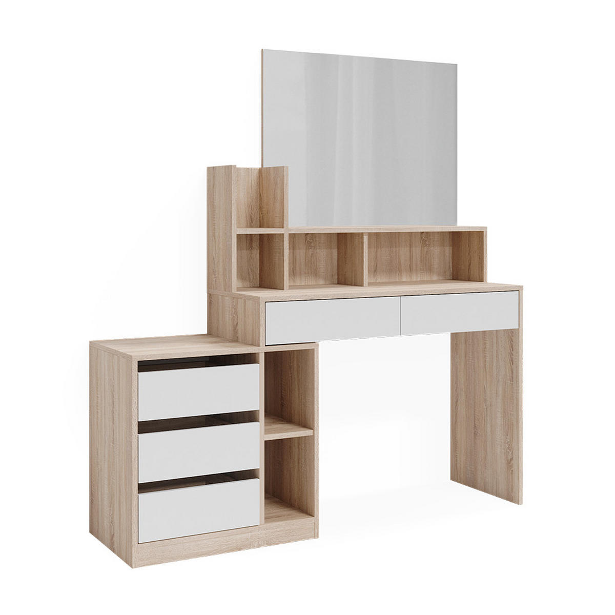 SCHREIBTISCH Anja Weiß/Sonoma 139.8 x 40 cm mit Schubladen - Weiß/Sonoma Eiche, Holzwerkstoff (40/139.8/115cm) - Vicco