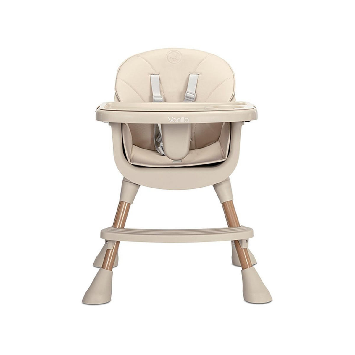 HOCHSTUHL Vanilla 3 in 1 beige Kinderstuhl, Tablett, Fußstütze, Gurt - Beige, Kunststoff (66/94/60cm) - Lorelli