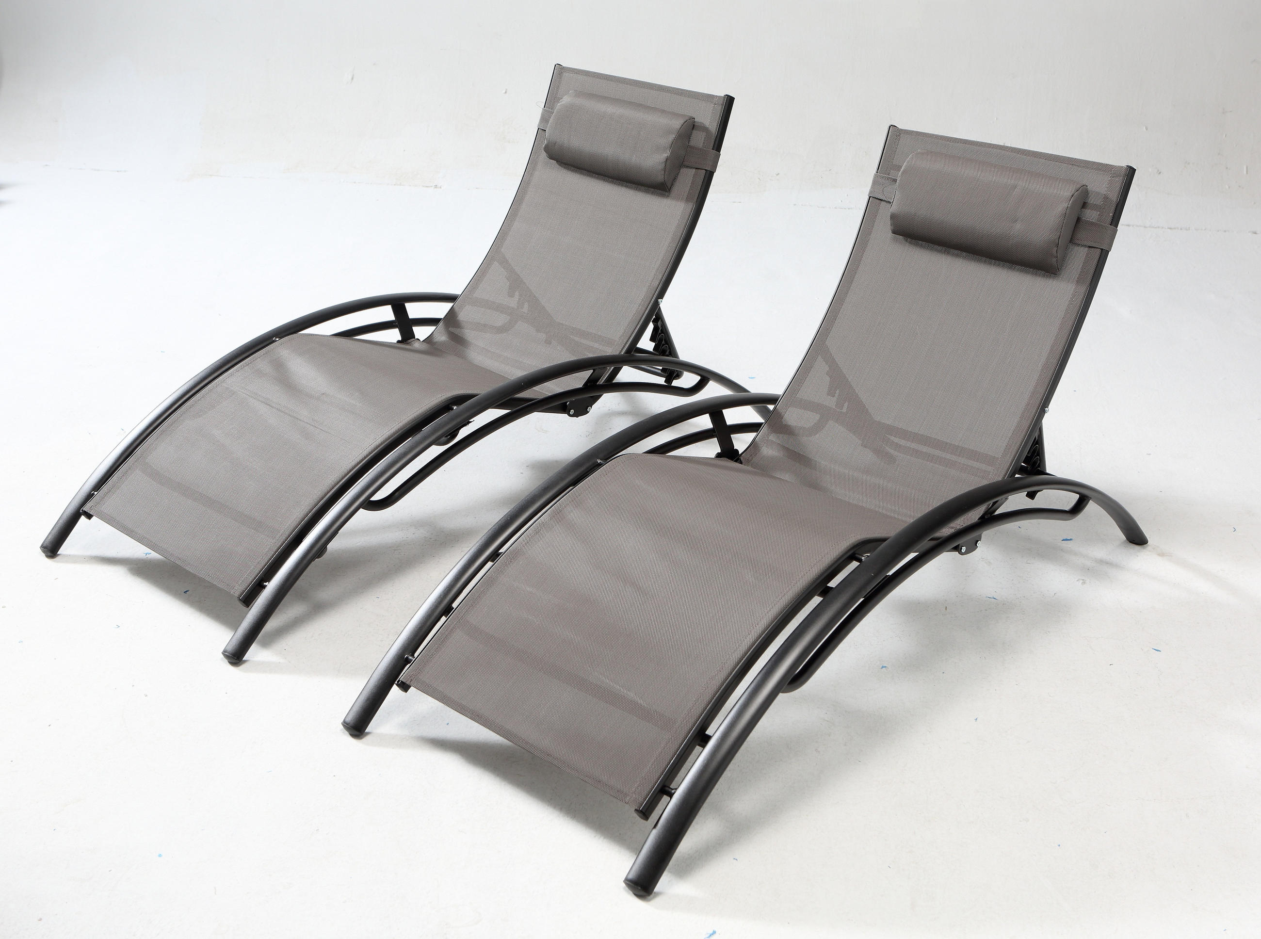 LIEGESTUHL Bahia Grau en Aluminium Zeitgenössisch set 2 - Grau, Metall (66/30/179cm) - Concept Usine