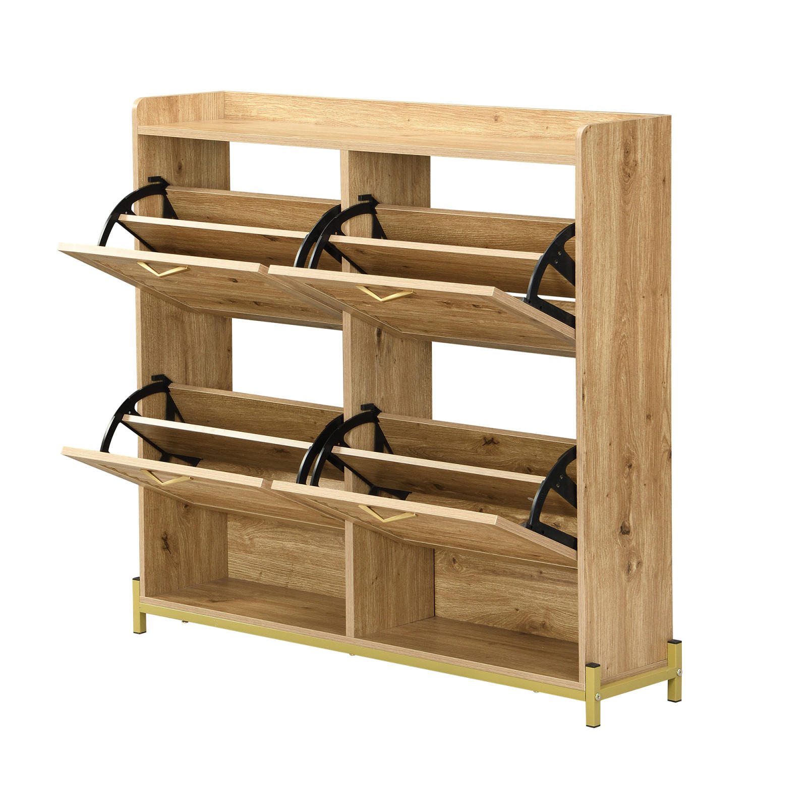 SCHUHKIPPER 108 cm in Holzoptik mit 4 Klappen, schmaler Schuhschrank aus MDF - Naturfarben, Holz (108/100/24cm) - PARAFTA HOME