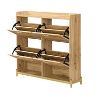 SCHUHKIPPER 108 cm in Holzoptik mit 4 Klappen, schmaler Schuhschrank aus MDF - Naturfarben, Holz (108/100/24cm) - PARAFTA HOME