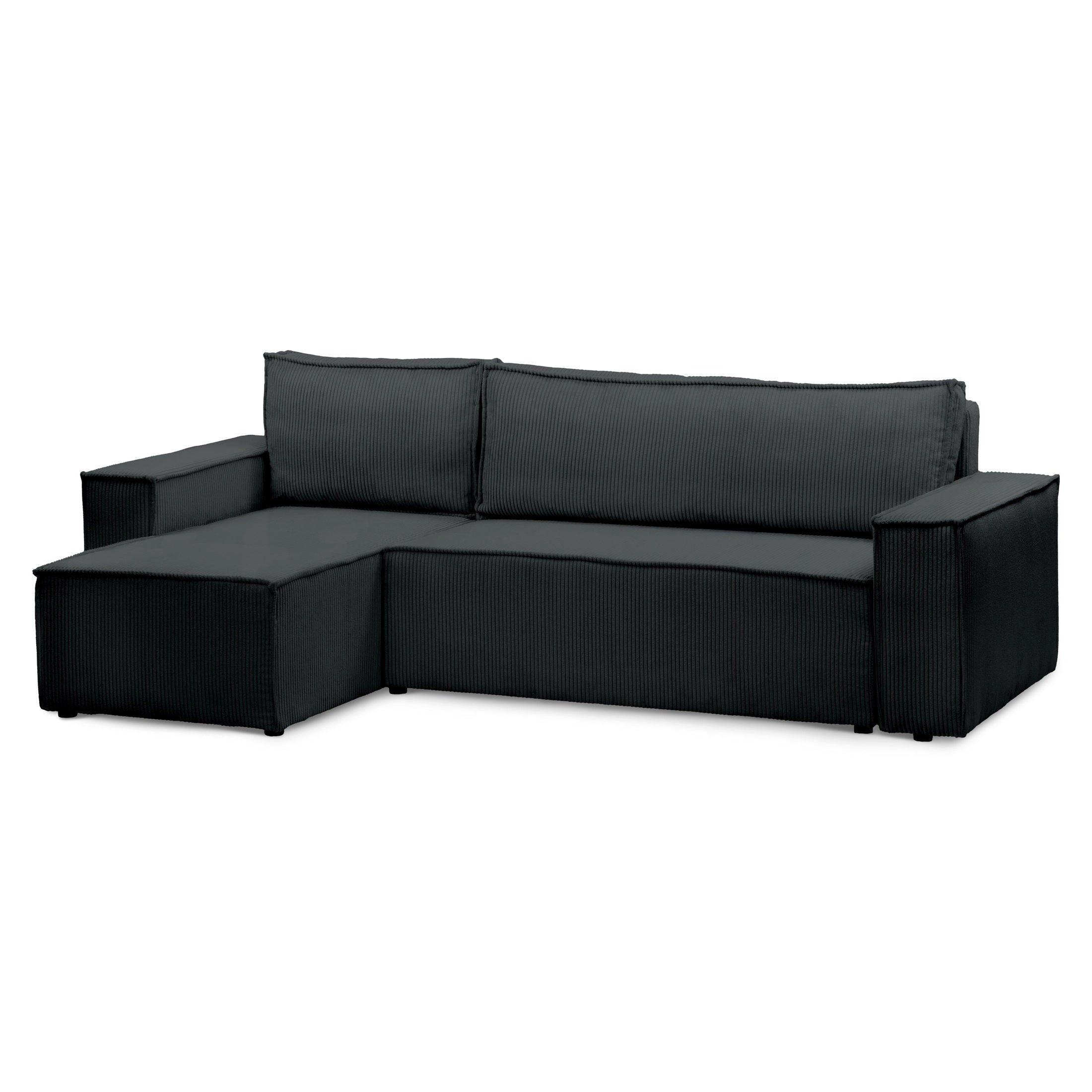 ECKSOFA Agi Schwarz 60 cm - Schwarz, Textil (244/60cm)