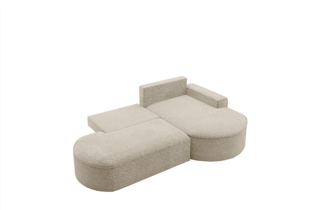 ECKSOFA Girona Mit Schlaffunktion - Beige, Holzwerkstoff/Textil (278/179cm) - Fun Möbel