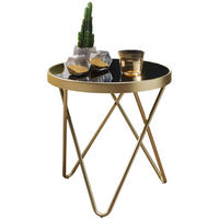 BEISTELLTISCH Glas Kupfer V-Gestell 70er-Jahre Design, Gold 42x42x46 cm - Goldfarben, Glas/Metall (42/42/46cm) - KADIMA DESIGN
