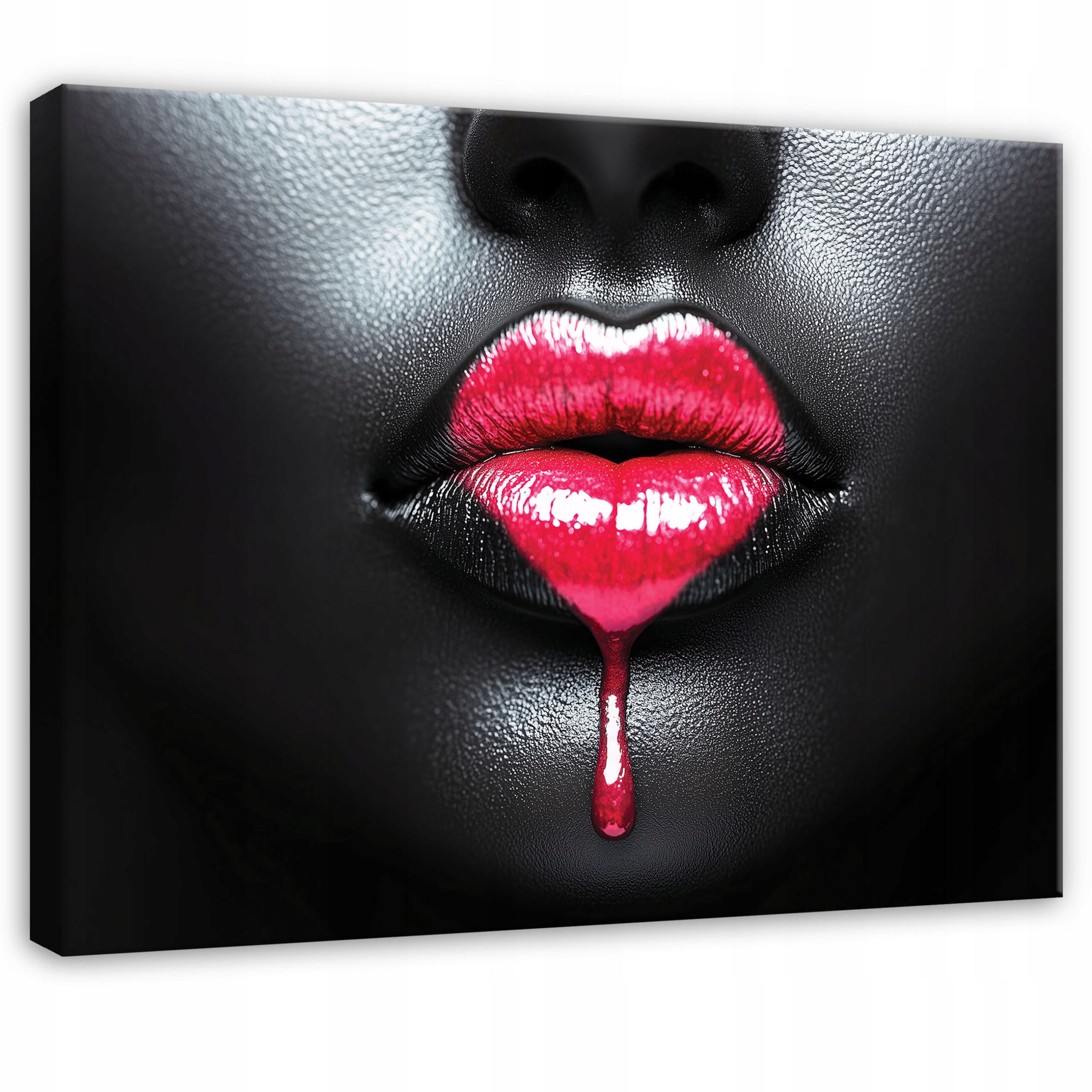 BILDER Frau Lippen Schwarz Modern 120x80 - Multicolor, Holzwerkstoff (120/80cm) - Wallarena