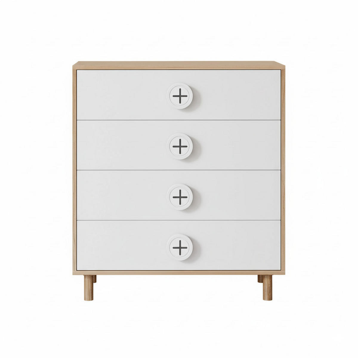 NACHTSCHRÄNKCHEN Modern Weiß Holzoptik mit 4 Schubladen 80×54×90 cm - Weiß, Holzwerkstoff (80/90/54cm) - Urban Meuble