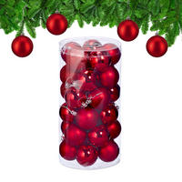 30XWEIHNACHTSKUGELN - Rot, Kunststoff (6/7/6cm) - Relaxdays
