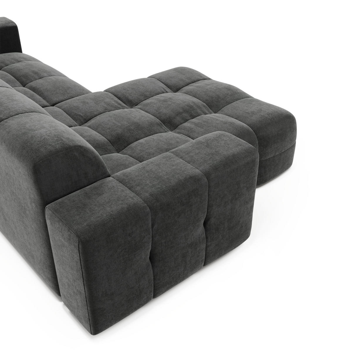 ECKSOFA LINKS Samt Graphitgrau 230cm - Graphitfarben/Grau, Textil (155/230cm) - Sia Home