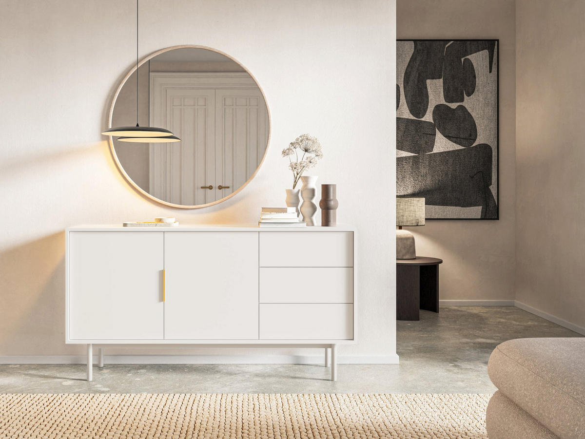 SIDEBOARD Viviaro Weiß 154 cm - Goldfarben/Weiß, Holz/Holzwerkstoff (154/82/39cm) - Selsey