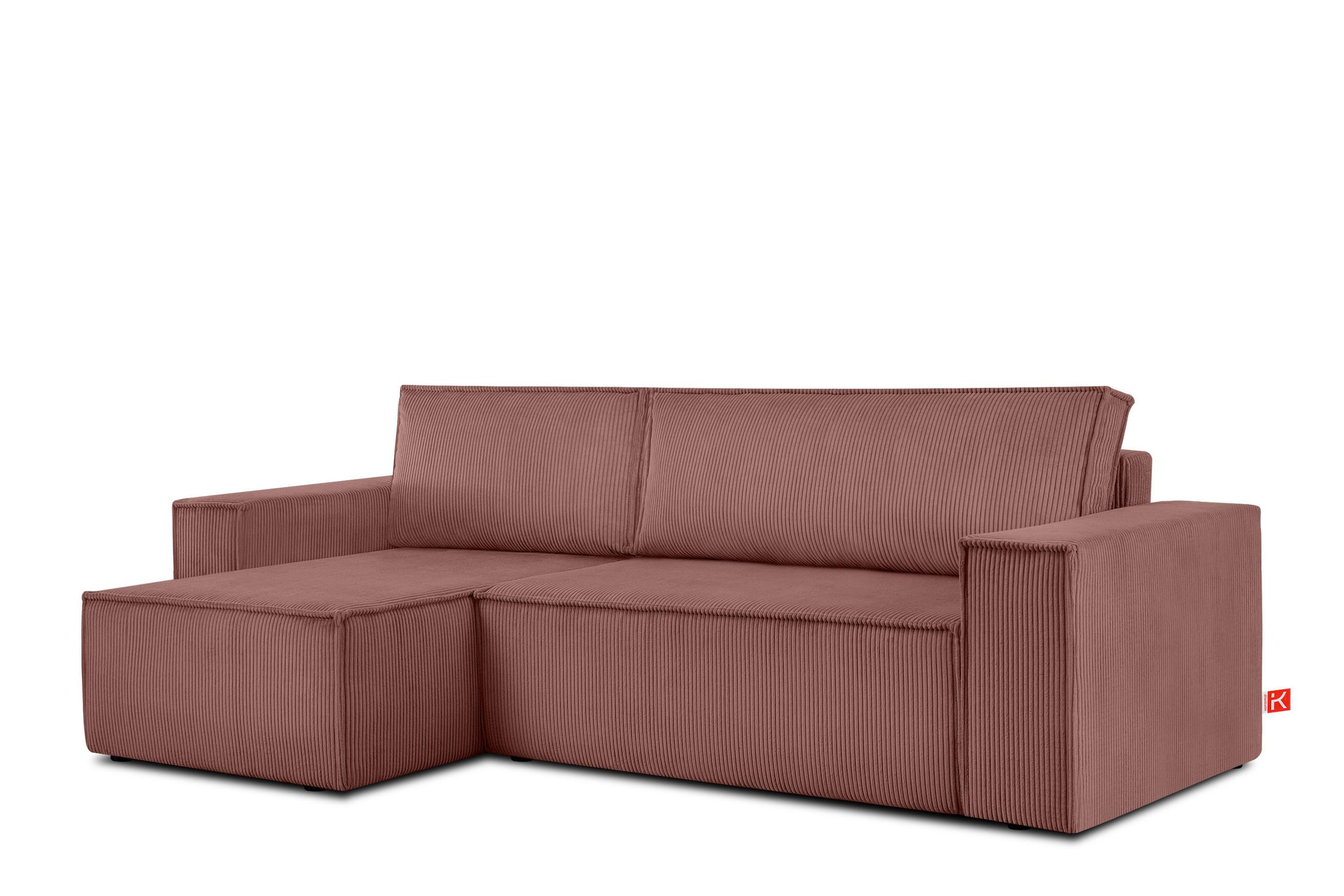 ECKSOFA-LINKS/RECHTS NAPI Schlaffunktion mit Cordbezug, Rosa - Pink/Schwarz, Textil (262/148cm) - KONSIMO®