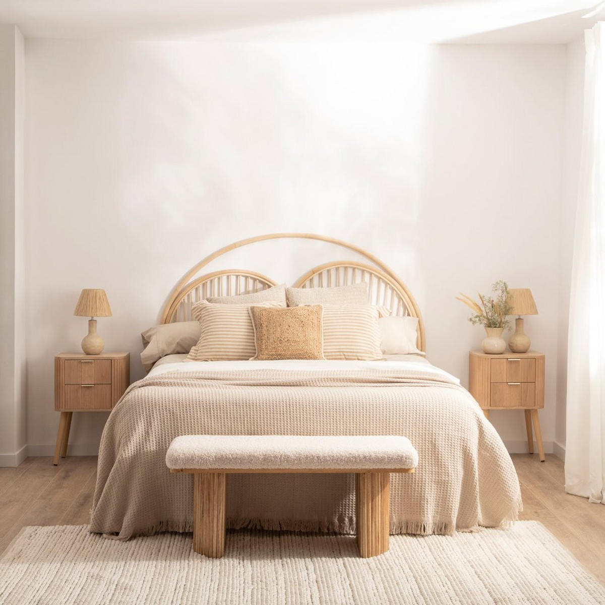 BANK Bruna Weiß 100 cm x 45 cm - Weiß, Textil (100/45/35cm)