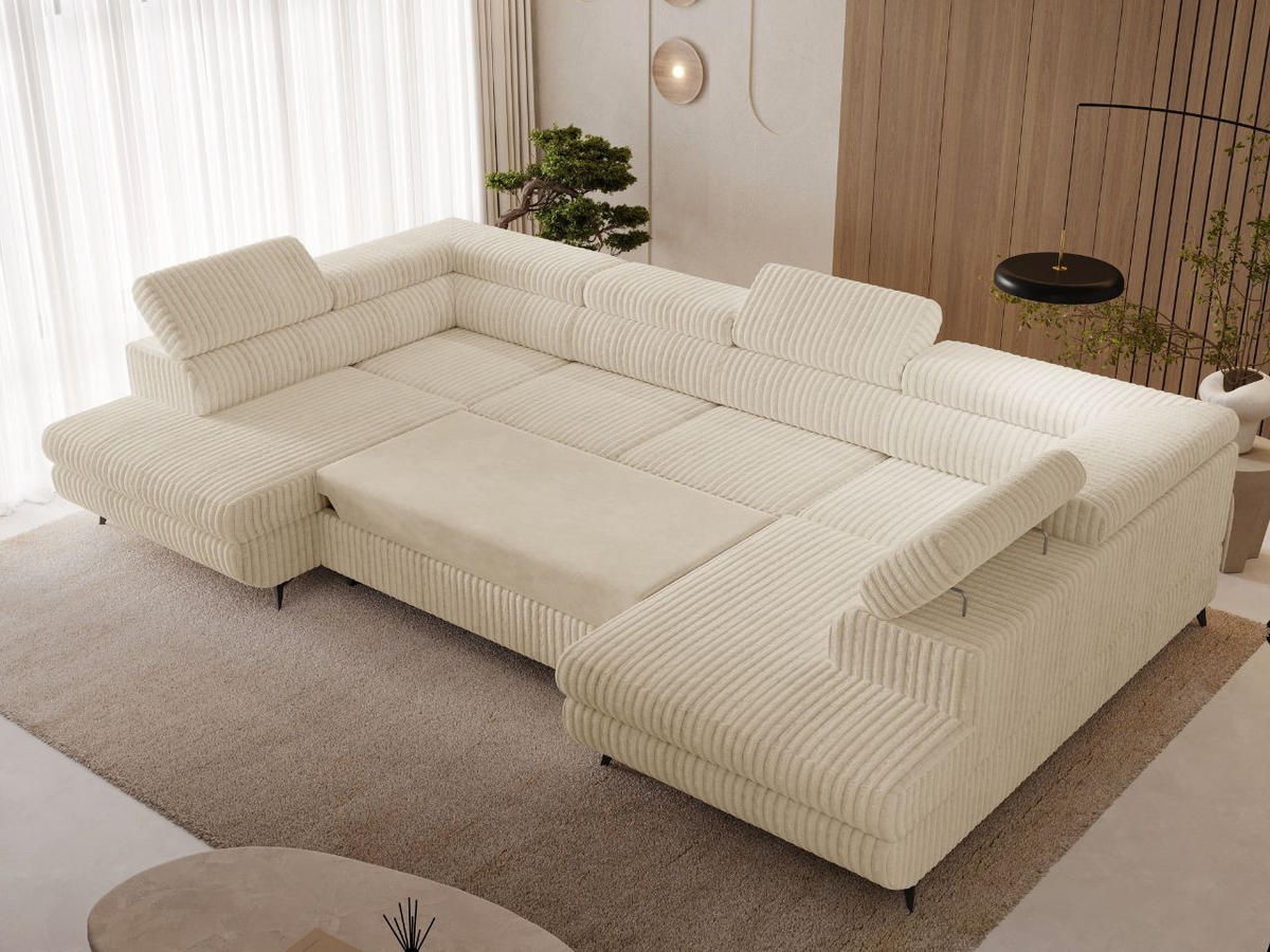 ECKSOFA U Argon Beige - Beige/Schwarz, Holz/Textil (322/190cm) - Graingold