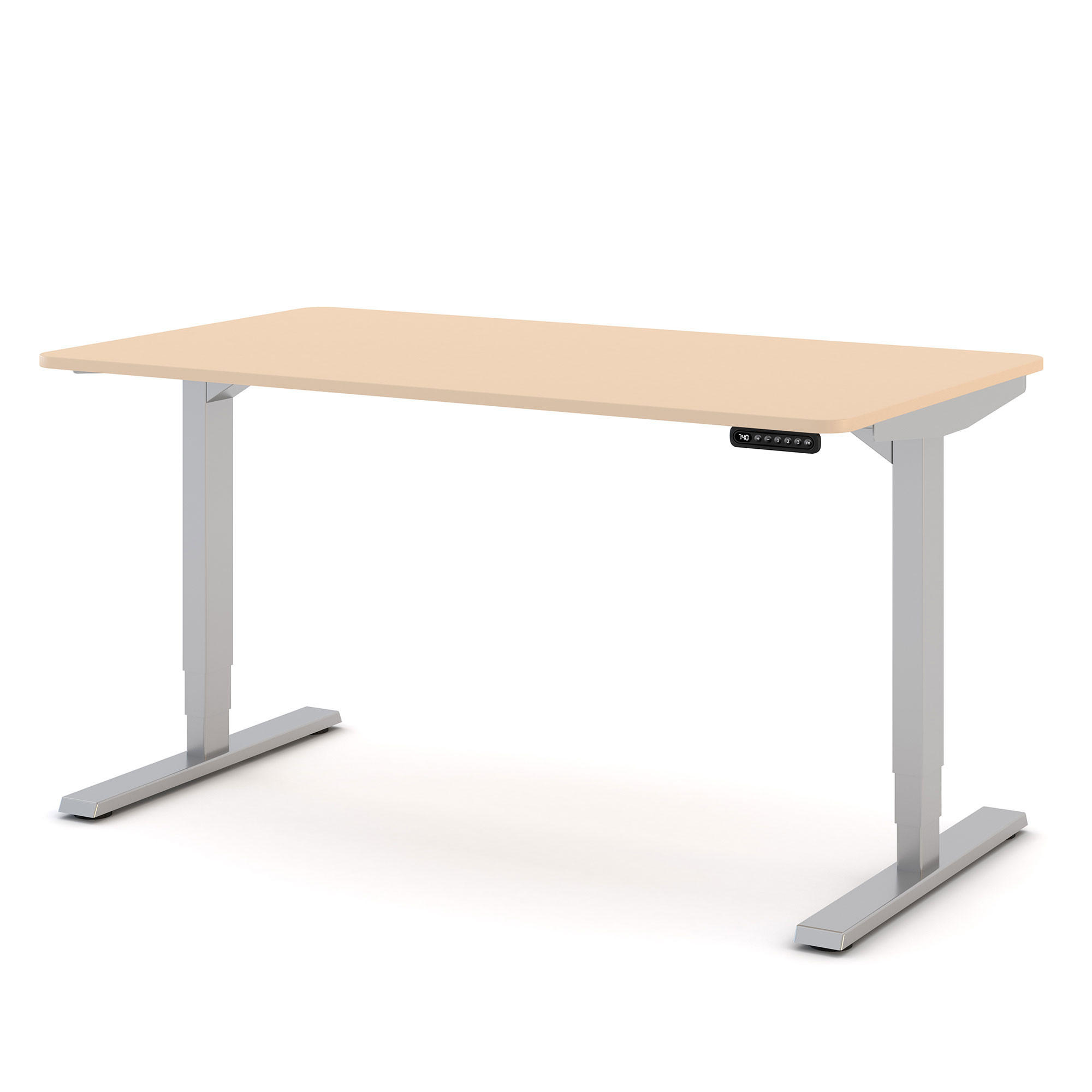 SCHREIBTISCH Elektrisch höhenverstellbarer Schreibtisch Y-Line Curved Sand Weißaluminium 140/80/62-127cm - Sandfarben/Weiß Hochglanz, Holzwerkstoff/Metall (80/140/127cm) - ASSMANN