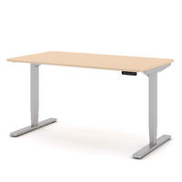 SCHREIBTISCH Elektrisch höhenverstellbarer Schreibtisch Y-Line Curved Sand Weißaluminium 140/80/62-127cm - Sandfarben/Weiß Hochglanz, Holzwerkstoff/Metall (80/140/127cm) - ASSMANN