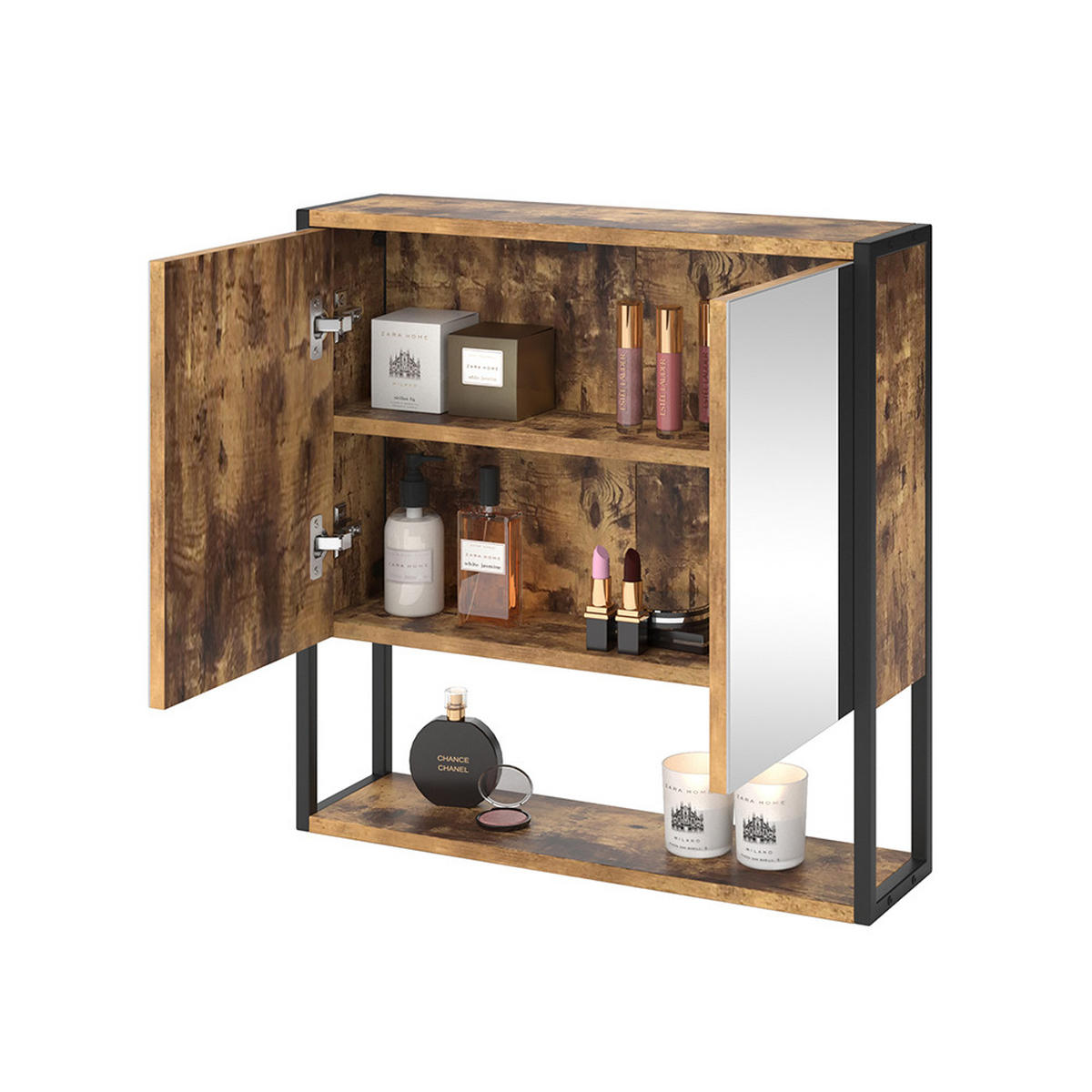 BADSPIEGELSCHRANK Fyrk Antikholz 60 x 60.6 cm - Alteiche/Schwarz, Holzwerkstoff (60/60.6/16cm) - Vicco