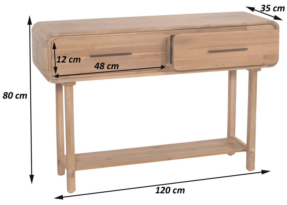 KONSOLENTISCH eckig Braun - Braun, Holz (35/120/80cm) - MCW