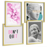 BILDER SET 4er Set - 50x50 cm & 40x60 cm Goldrahmen - Abstrakte Aquarellskulptur - Goldfarben, Kunststoff (50/50cm) - TULUP