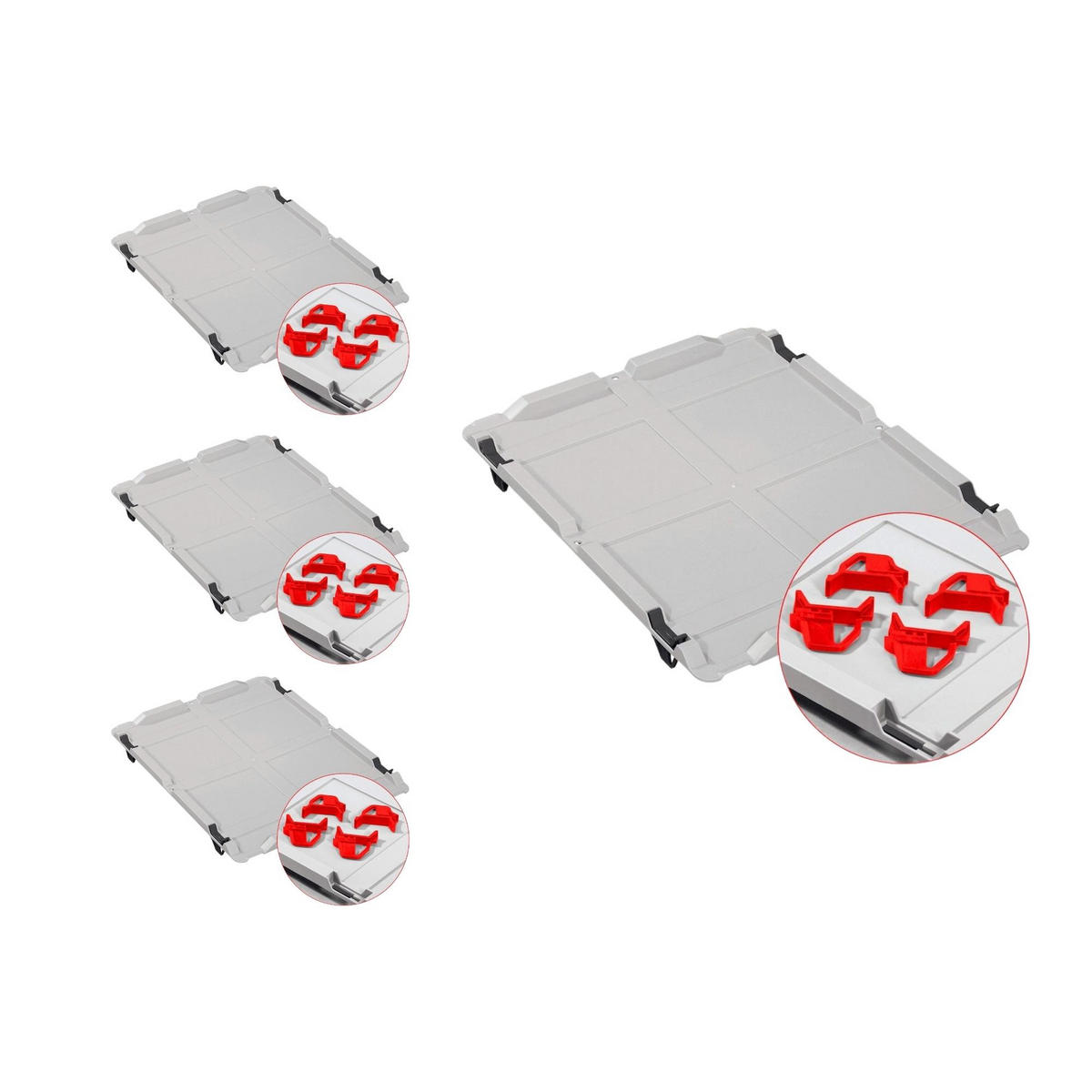 EUROBOX 4x Nextgen Economy Mit Auflagedeckel Grau/Rot Griffe Offen 44 Liter - Rot, Kunststoff (40/22/60cm) - PROREGAL