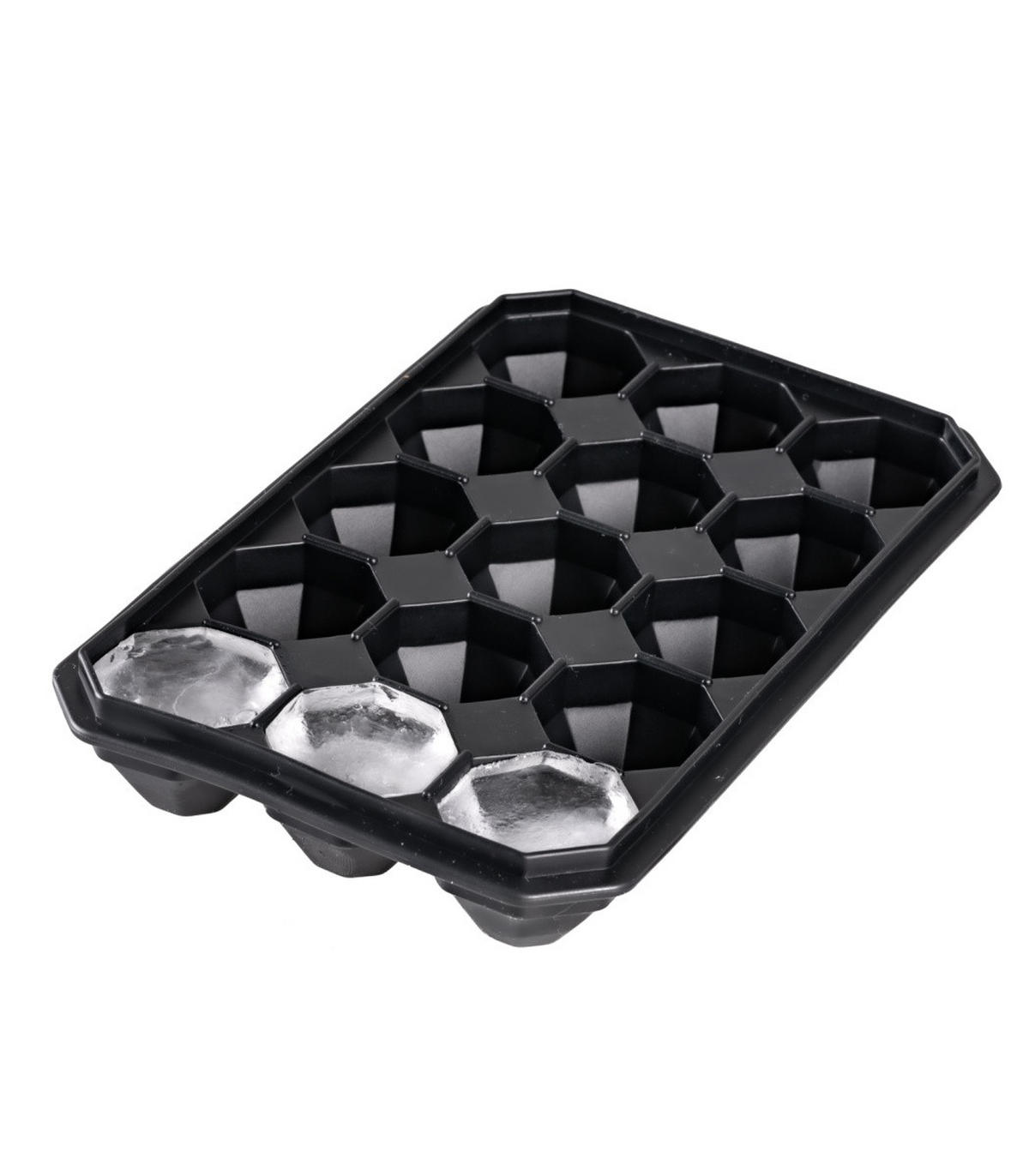 EISWÜRFELFORM Diamonds - 15 diamantförmige Eiswürfel - Silikon - Leichtes Lösen - Wiederverwendbar - Schwarz, Kunststoff (13/4/21cm) - Sareva