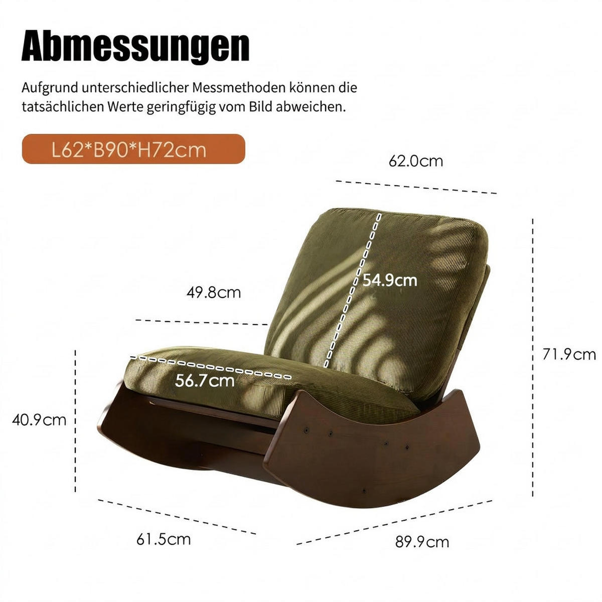 SCHAUKELSTUHL 2-teiliges Set Grün Cord - Grün, Textil (61.5/71.9/90cm) - Oxeza