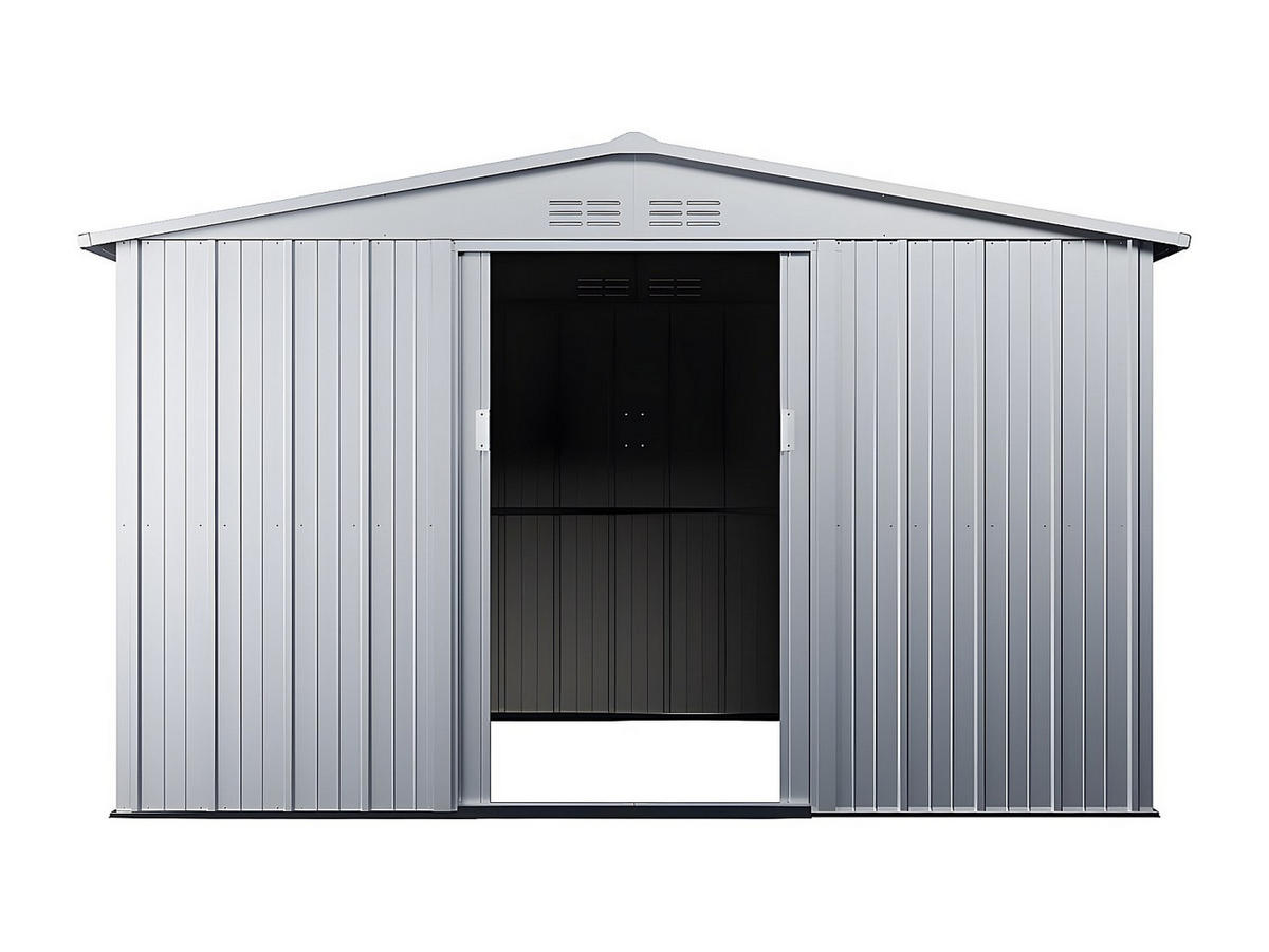 SCHREBERGARTENHAUS - 302 cm x 235 cm - metall - hellgrau Linus - Hellgrau, Metall (302/195/235cm) - Vente-Unique