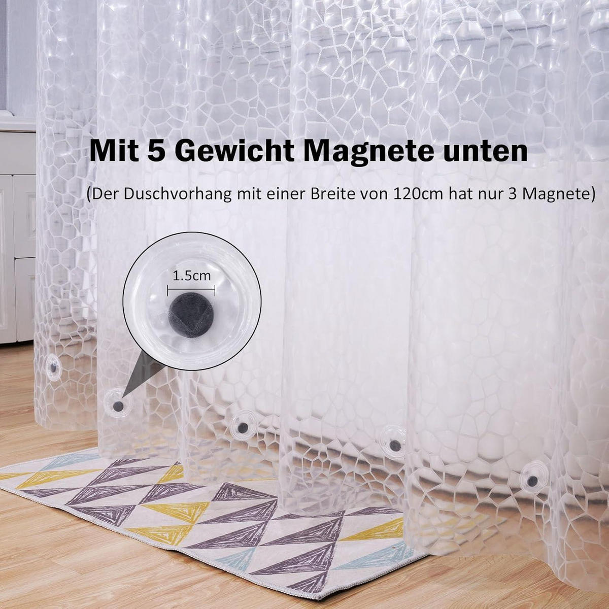DUSCHVORHANG Transparent 240 x 200 cm - Transparent, Kunststoff (200/240cm)