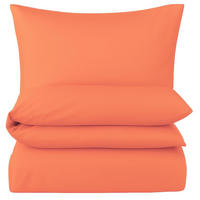 MAKO-SATIN-BETTWÄSCHE 155x240 cm aus 100% Baumwolle mit Reißverschluss, Uni Bettbezug 155 x 240 - Orange - Orange, Textil (155/240cm) - Carpe Sonno