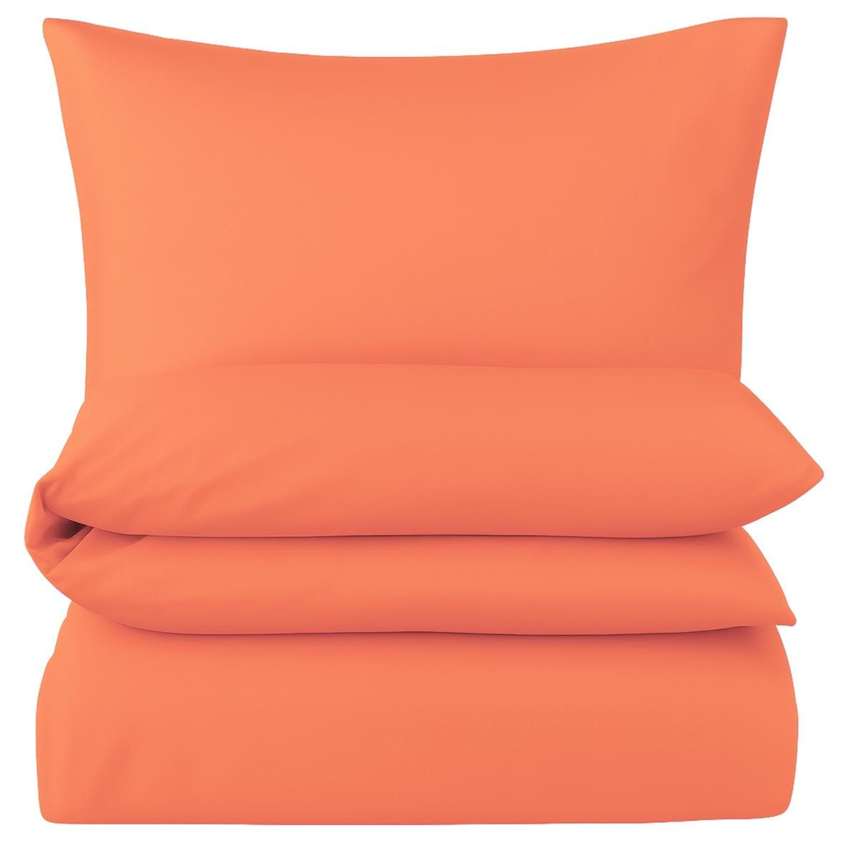 MAKO-SATIN-BETTWÄSCHE 155x240 cm aus 100% Baumwolle mit Reißverschluss, Uni Bettbezug 155 x 240 - Orange - Orange, Textil (155/240cm) - Carpe Sonno