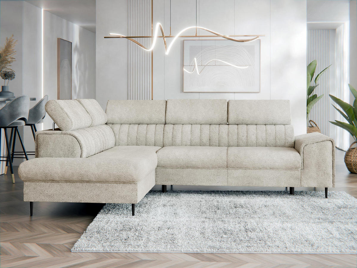 ECKSOFA Kadurin, Seite: Links - Schwarz/Naturfarben, Holz/Kunststoff (276/206cm) - MIRJAN24