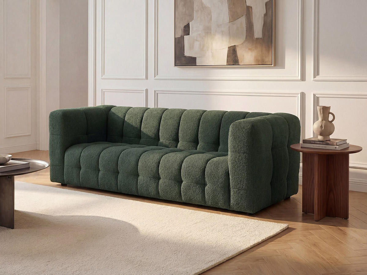 SOFA - 3 Personen - stoff - grün Lerici - Grün, Holz/Textil (213/72/89cm) - Vente-Unique